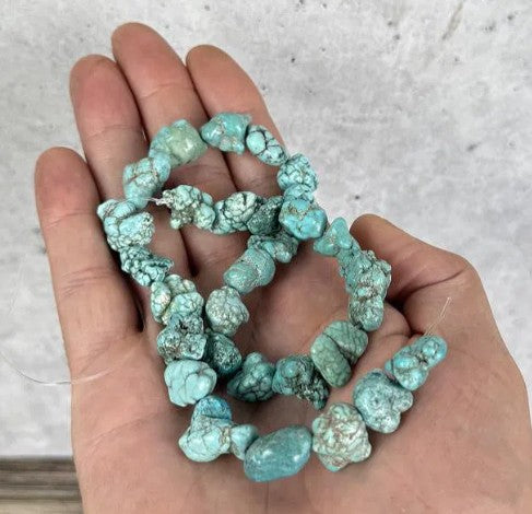 Turquoise Blue Howlite Nugget Strand