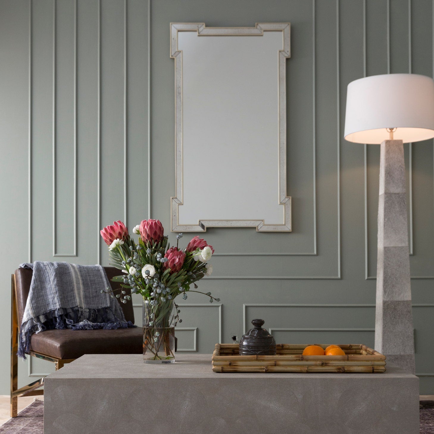 Alumet Cowhide Floor Lamp in Gray