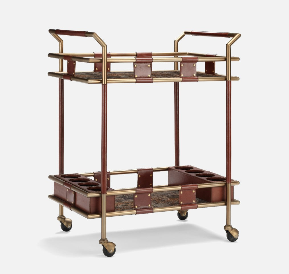 Waylon Leather Bar Cart