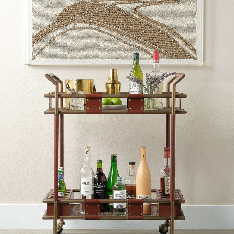 Waylon Leather Bar Cart