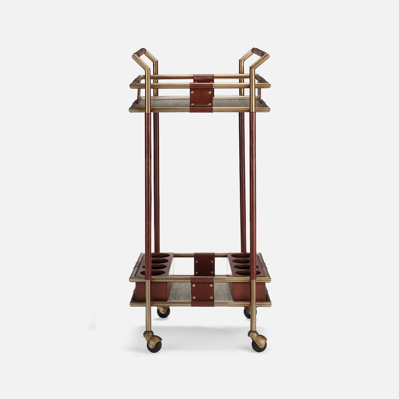 Waylon Leather Bar Cart