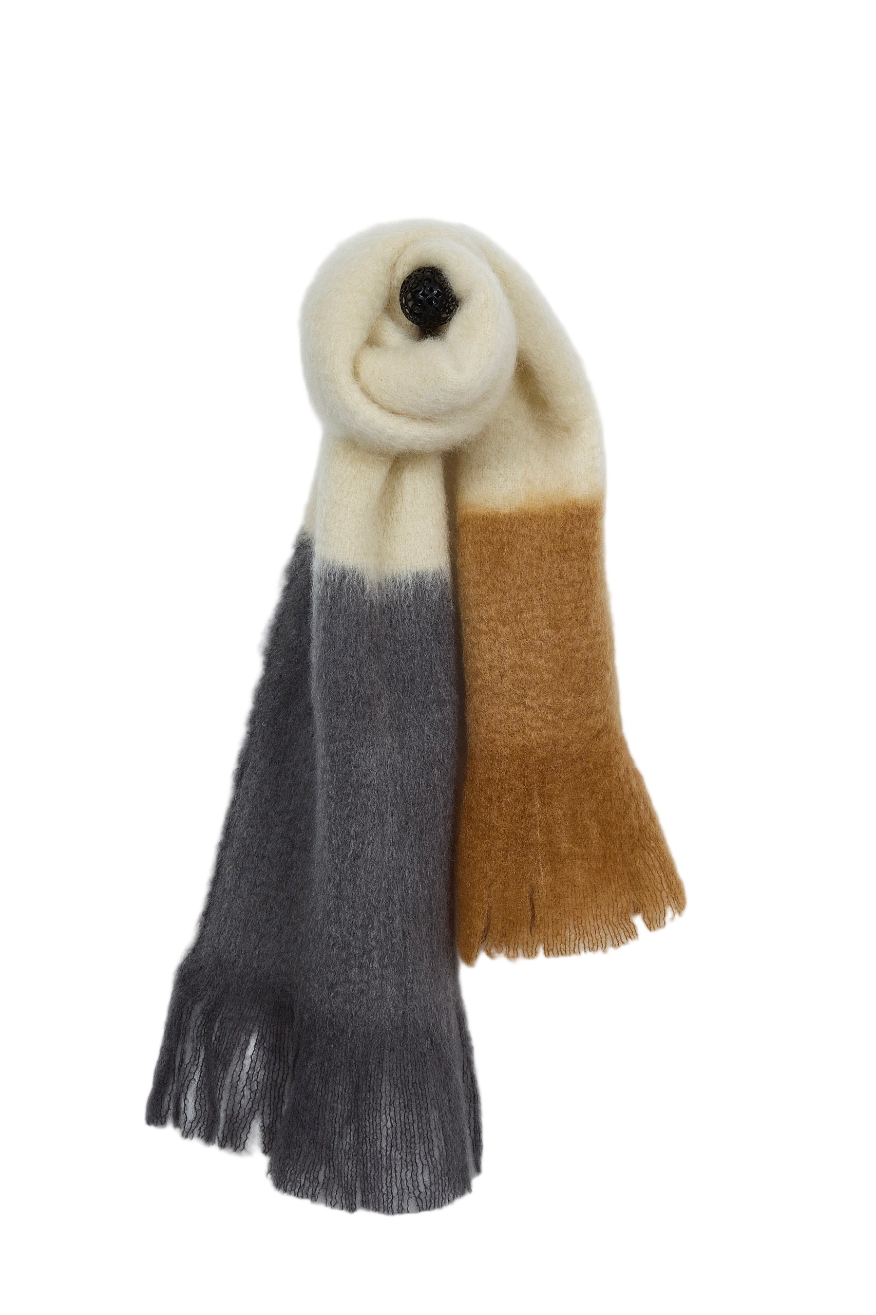 Mohair Color Block Throw in Brown, Beige and Gray