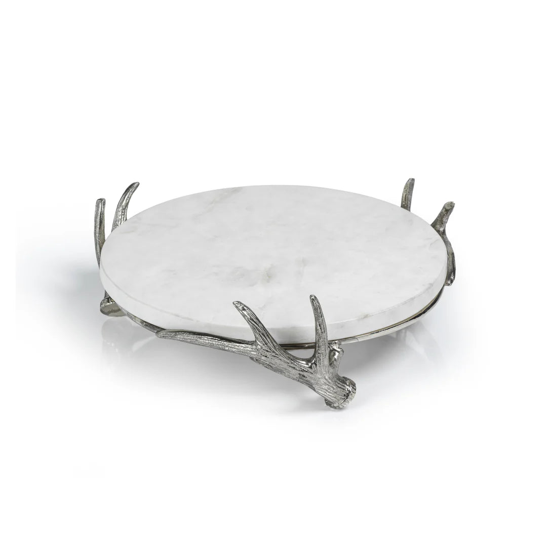 Aspen Marble Tray on Metal Antler Base