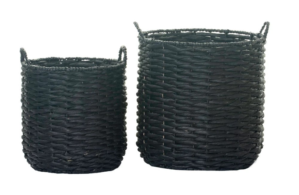 Black Napili Woven Basket with Handles