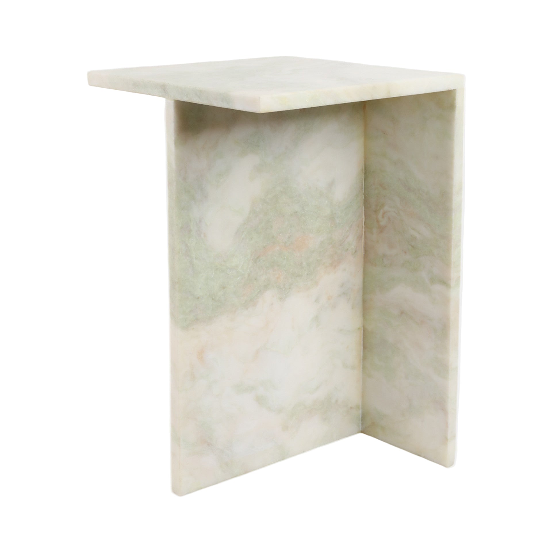 Light Green Square Marble Accent Table