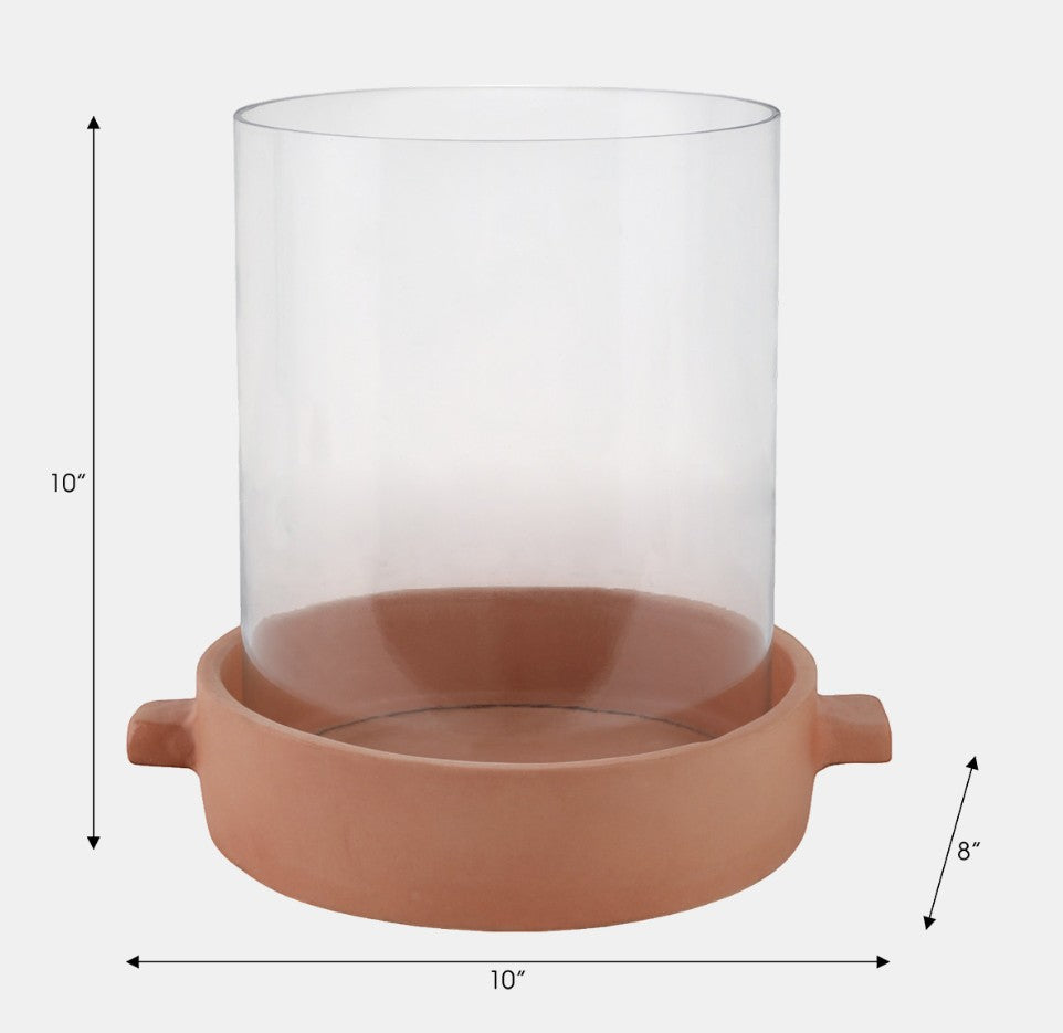 Terracotta Hurricane Pillar Holder