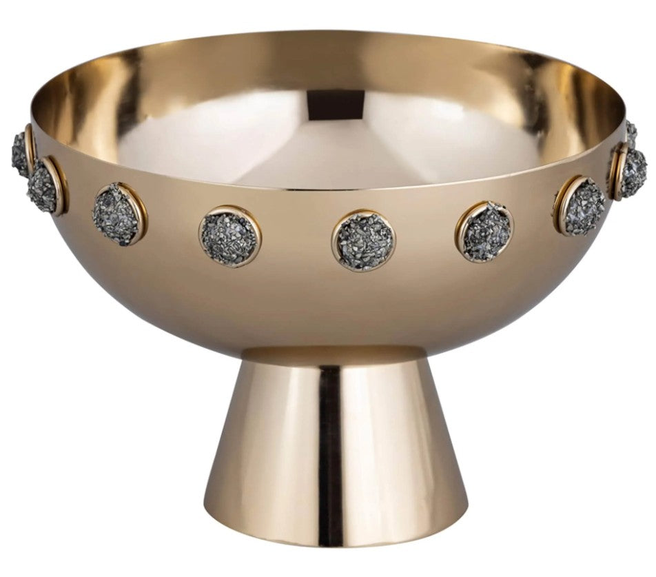 Adalyn Pyrite Stone And Steel Bowl