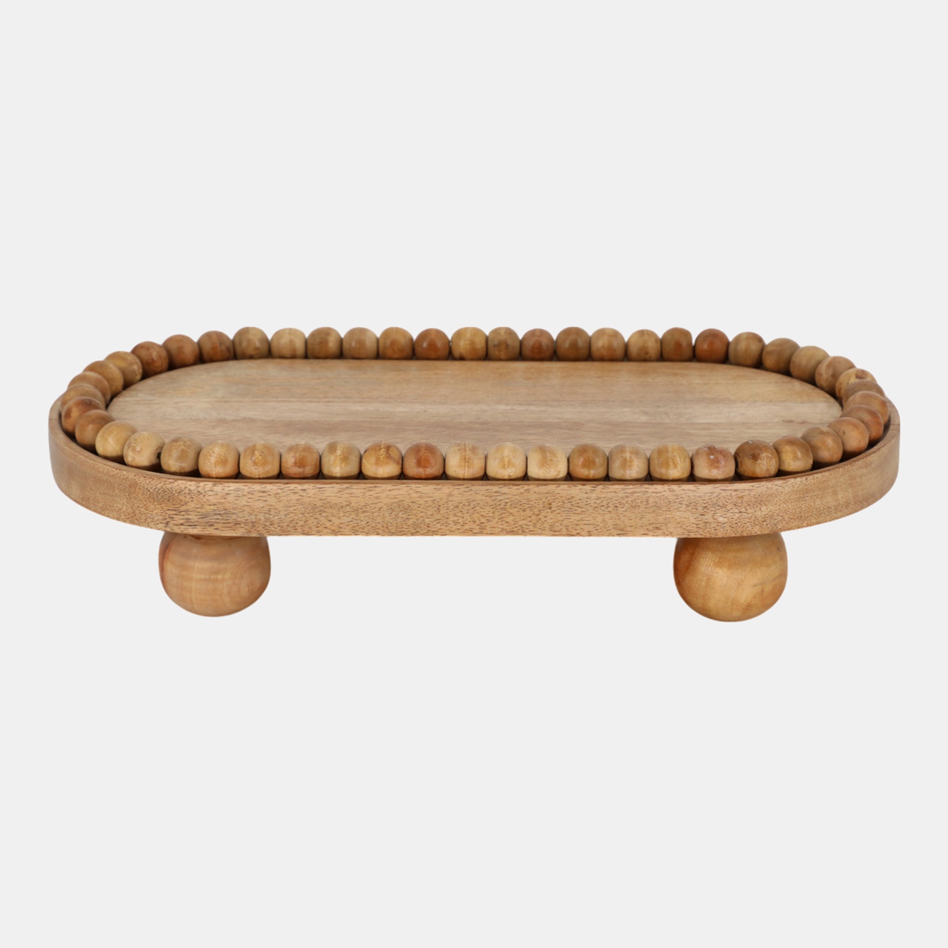 Beaded Oval Tray With Ball Feet