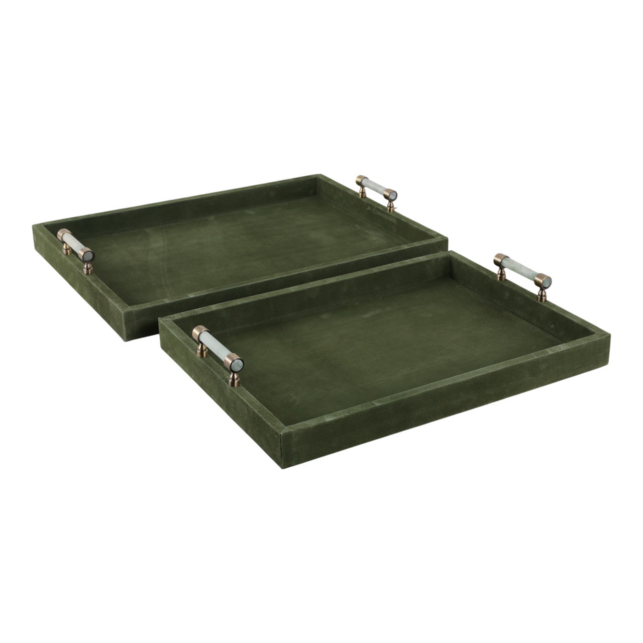 Aubrina Green Suede and Stone Tray