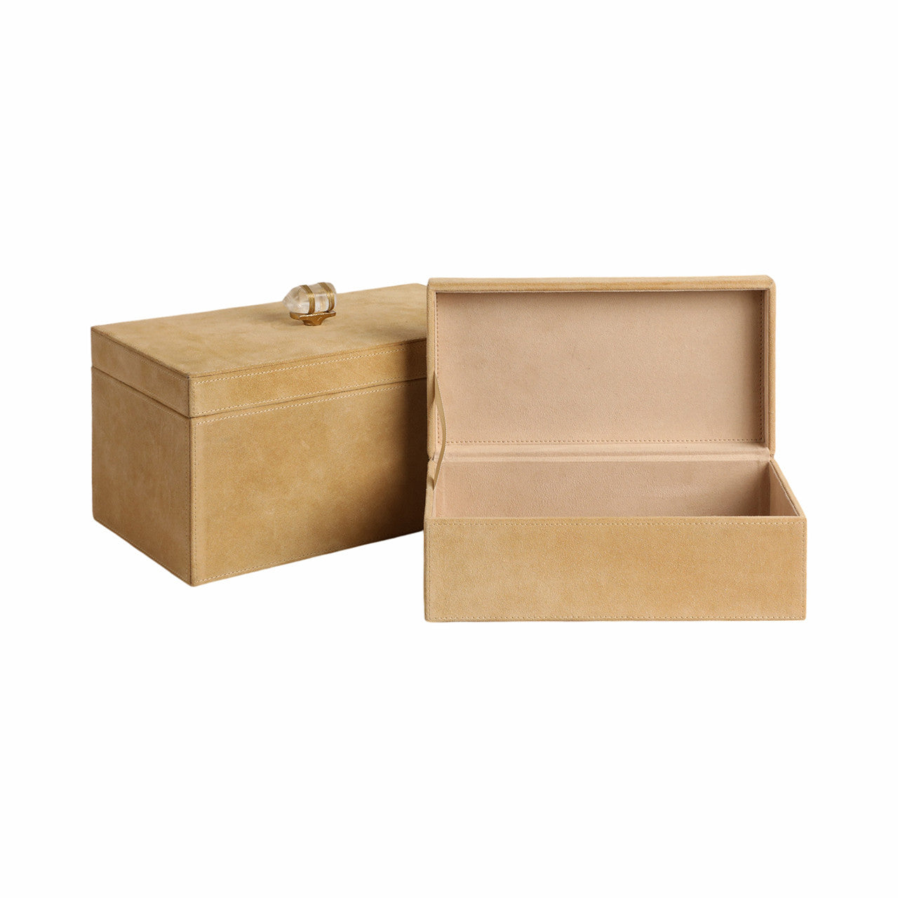 Benin Suede Boxes with Stone Knob