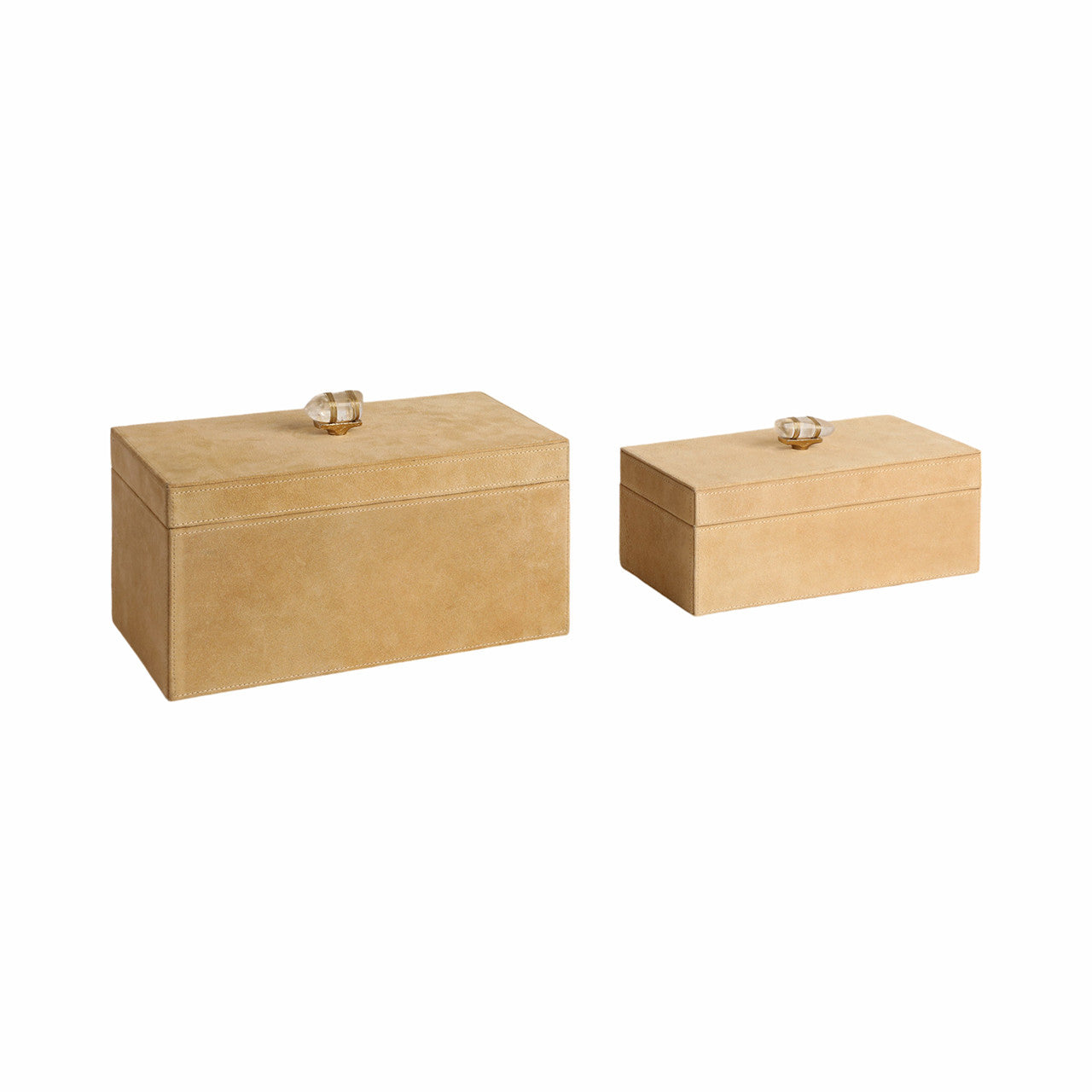 Benin Suede Boxes with Stone Knob