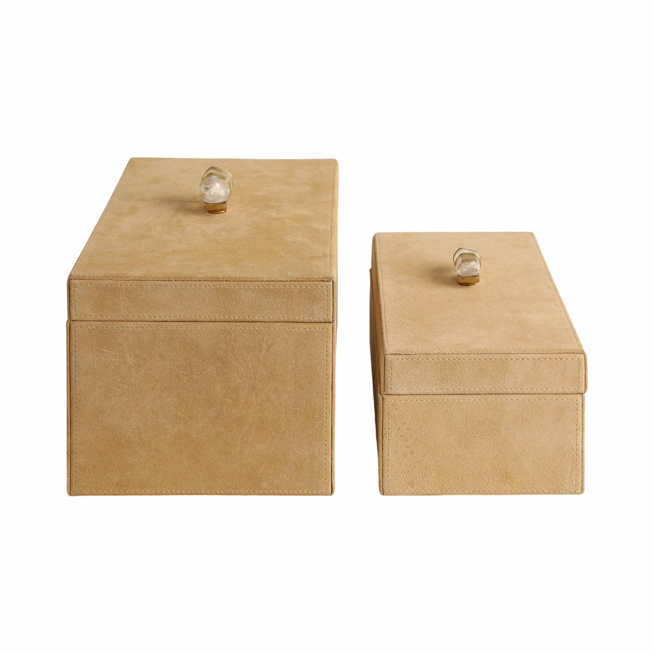 Benin Suede Boxes with Stone Knob