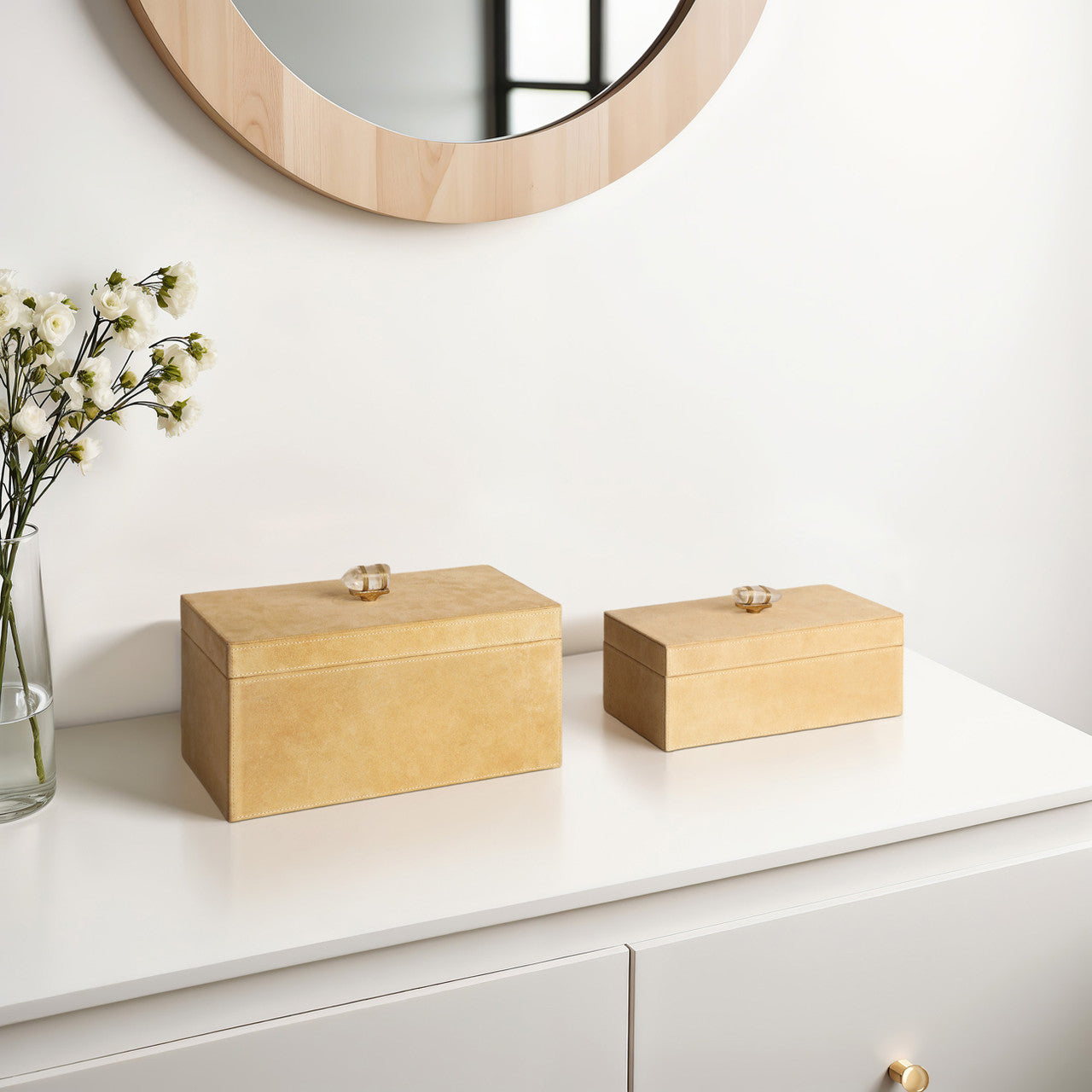 Benin Suede Boxes with Stone Knob