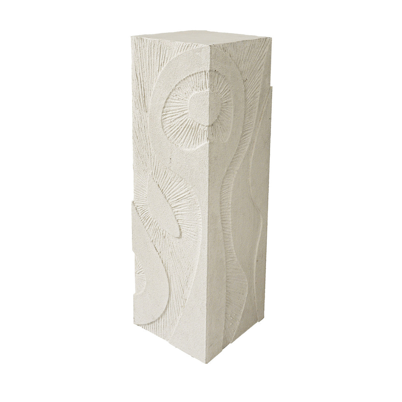 Wood Roanoke Carved Plaster Pedestal in Ivory
