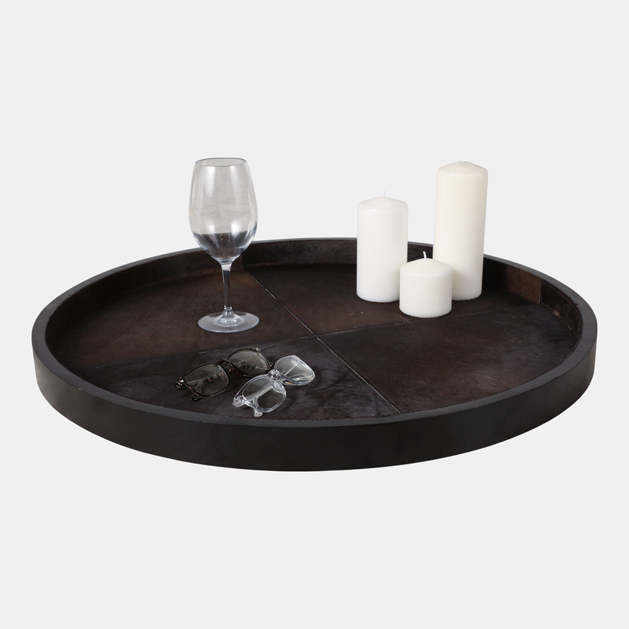 Large Brown Hair on Hide Patchwork Tray