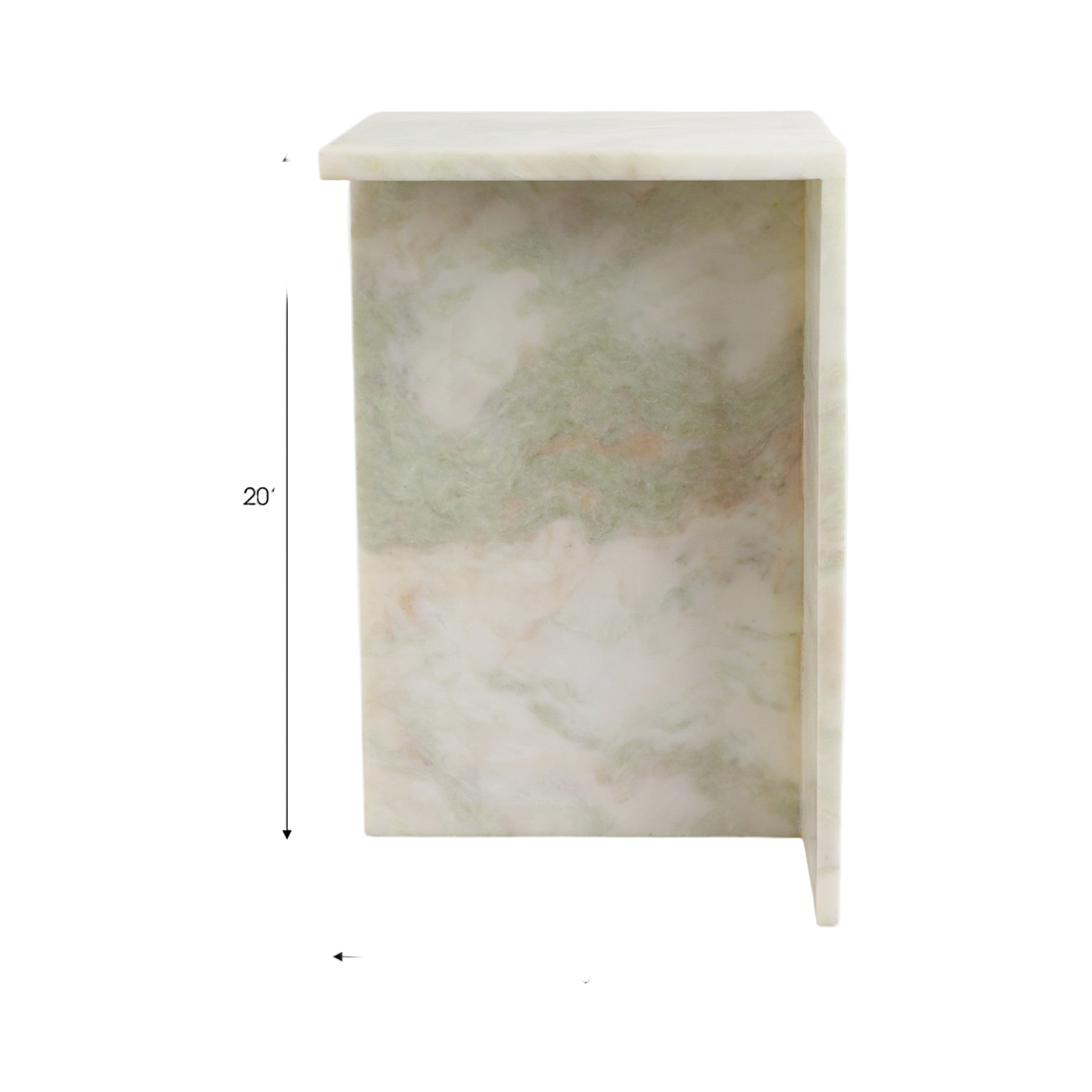 Light Green Square Marble Accent Table