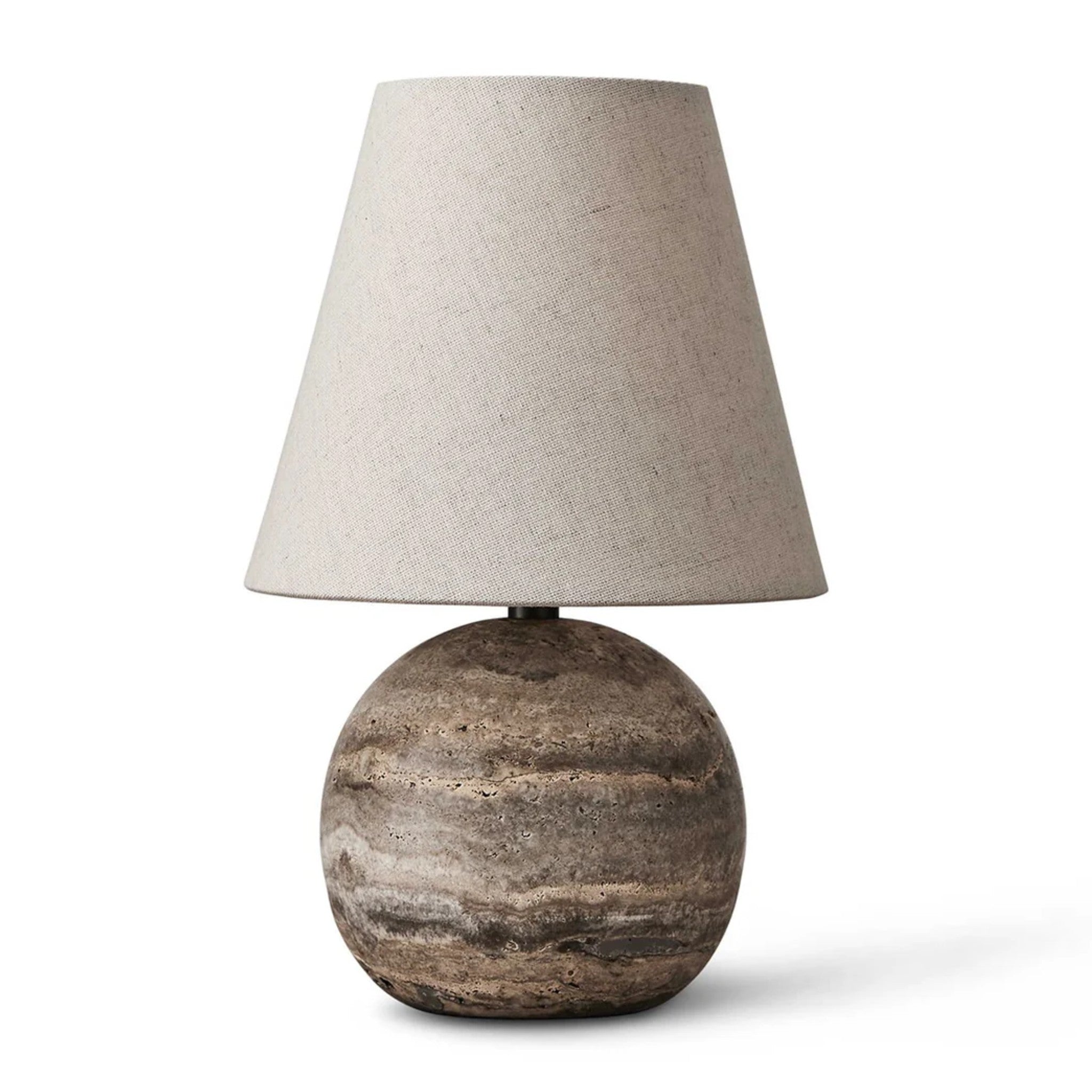 Spherical Mini Lamp 11" H | Travertine
