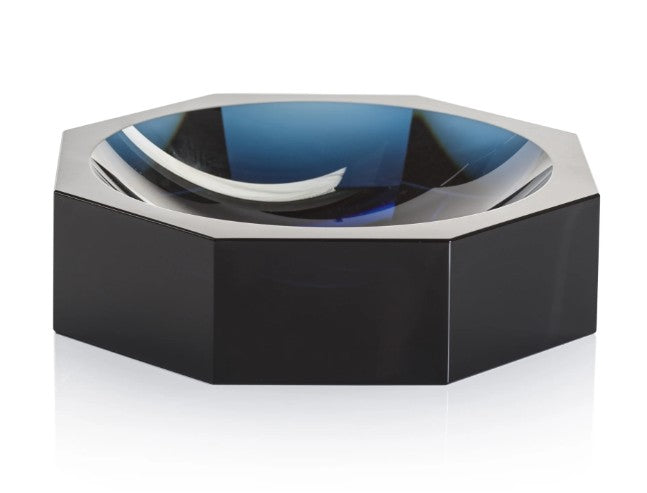 Deep Blue Glass Crystal Octagon Bowl/ Catchall