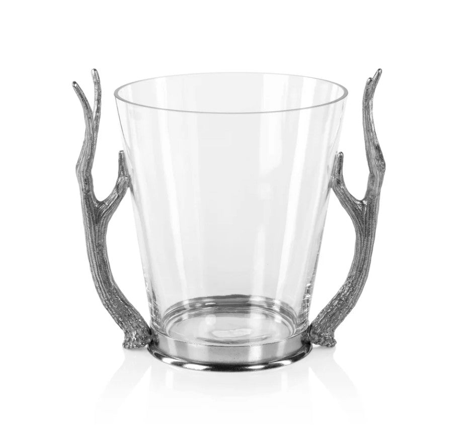 Davos Glass Wine and Champagne Bucket with Pewter Antler Handles