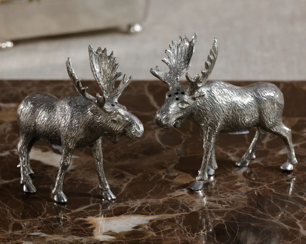 St. Anton Pewter Moose Design Salt and Pepper Shakers