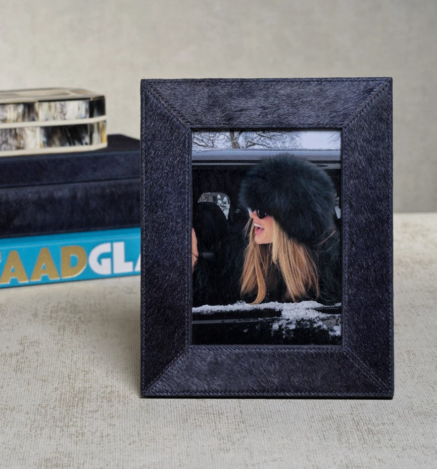 Navy Corviglia Hair On Hide Leather Photo Frame