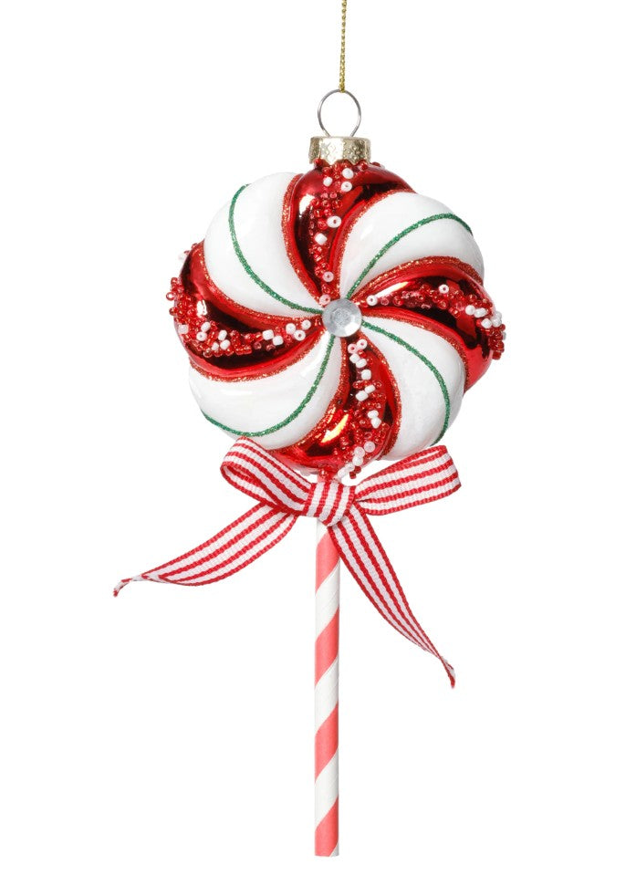 Glass Lollipop Ornaments - Green & Red