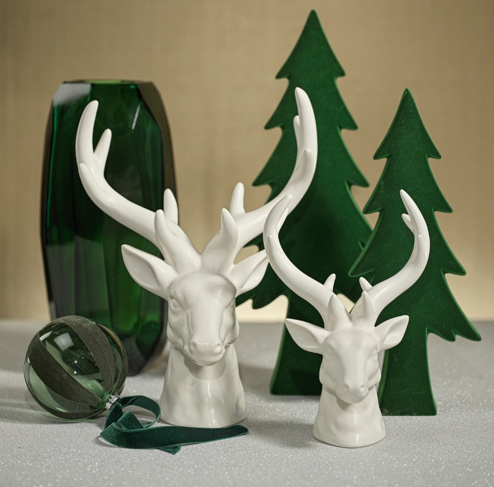 Large Rocky Mountain Ceramic Stag Head in White
