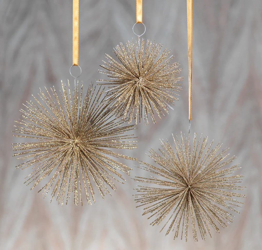 Large Wire Star Burst Ornament - Champagne