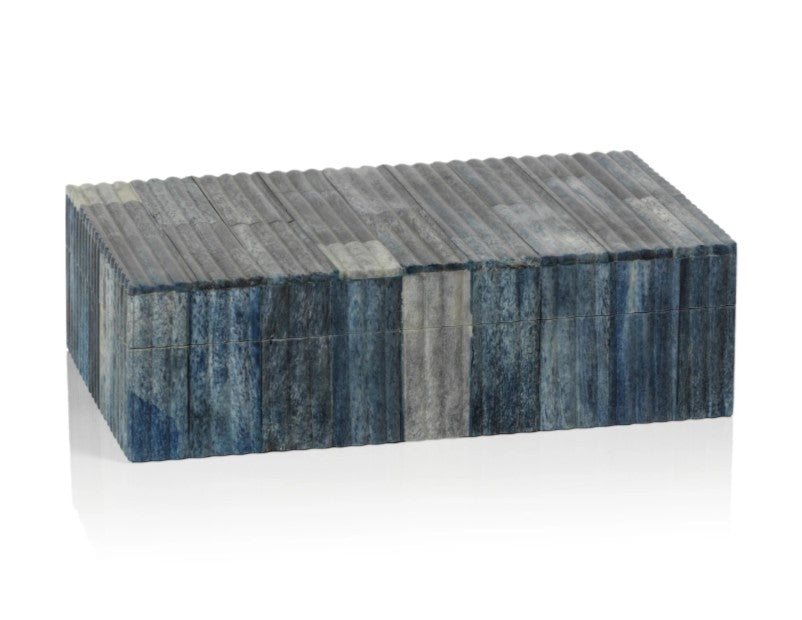 Biarritz Ribbed Blue Bone Inlaid Box