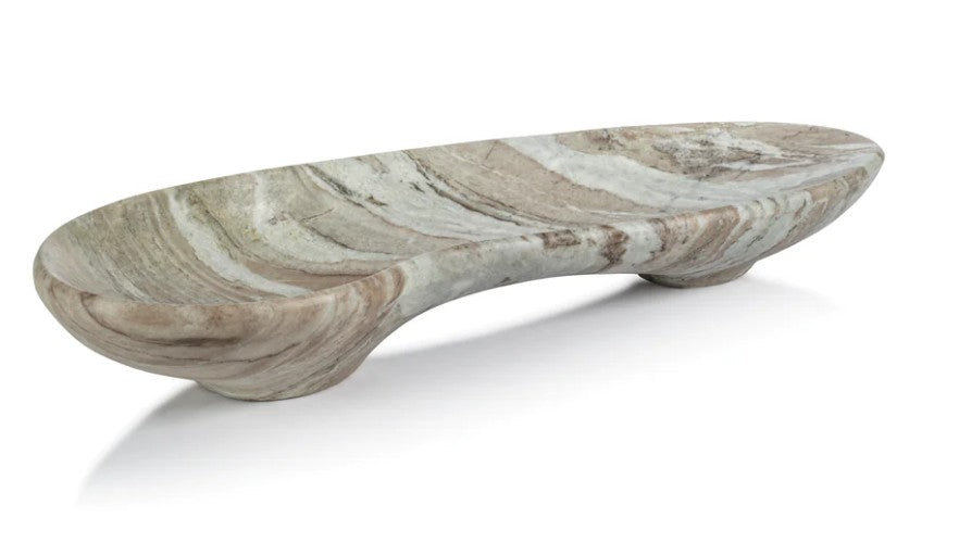 Arabescato Large Organic Shape Marble Bowl