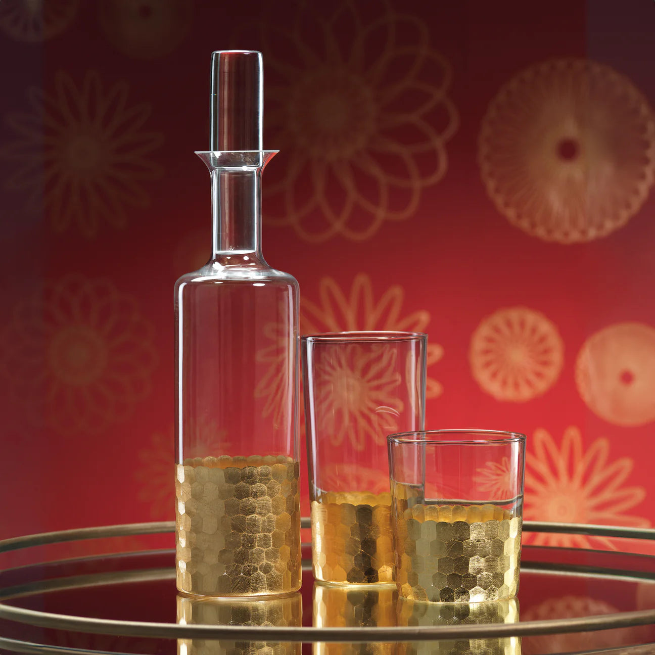 Fez Cut Glass Tumbler with Gold Leaf