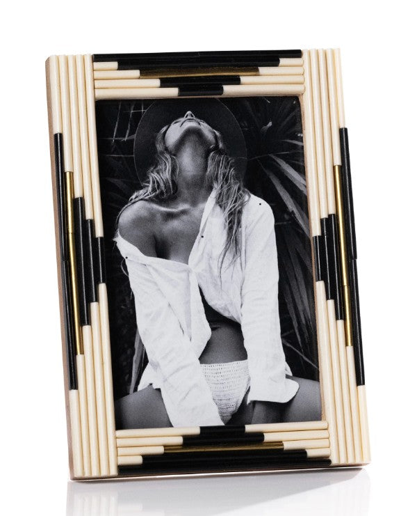 Menorca Piped Resin and Brass Inlaid Photo Frame