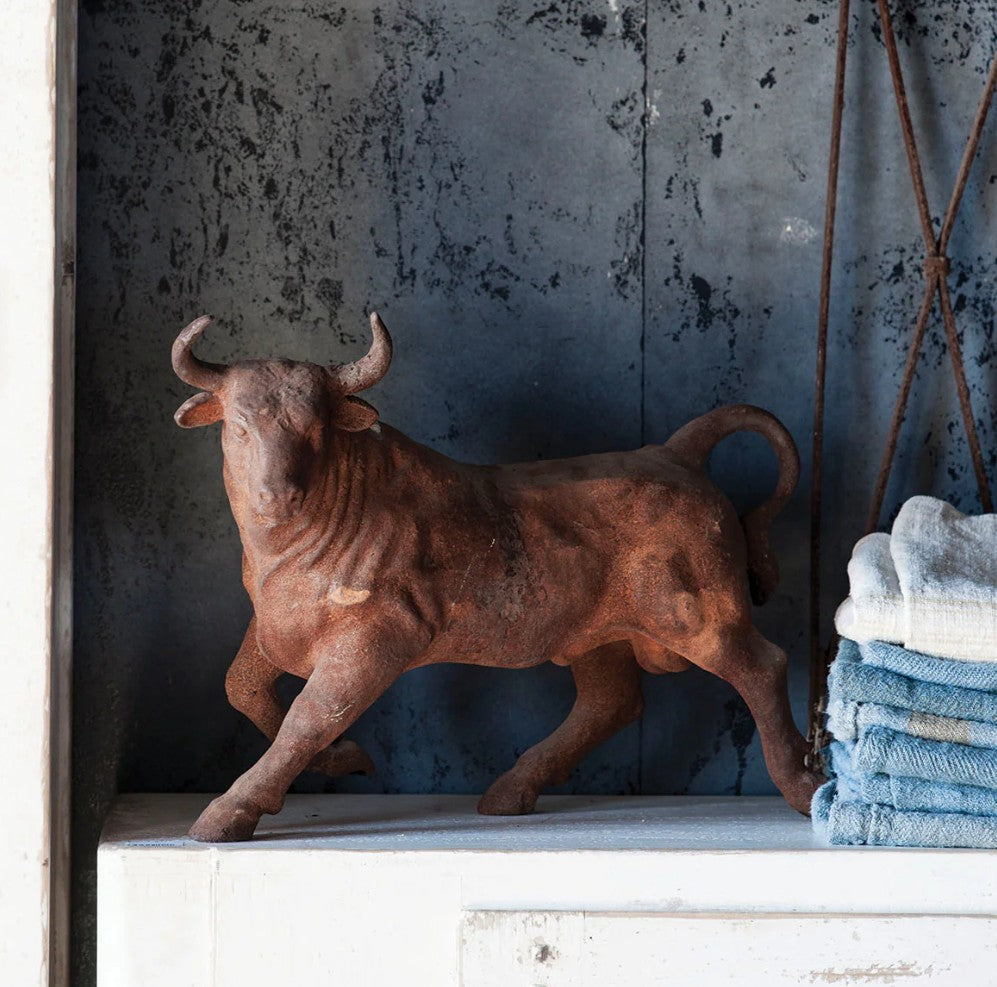 Large Rusted Cow Bull Sculpture