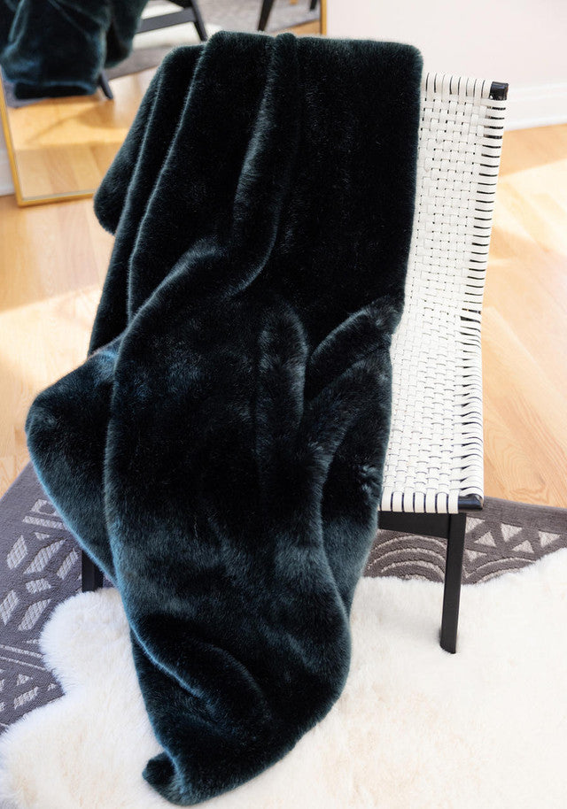 Emerald Mink Faux Fur Throw