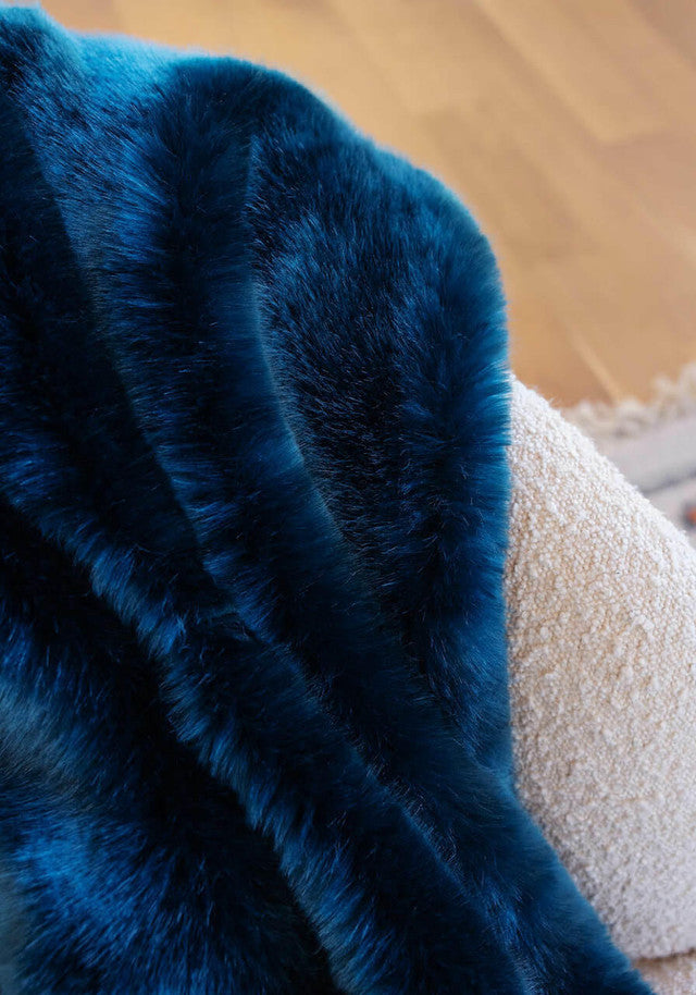 Couture Collection Sapphire Mink Faux Fur Throw 60" x 72"