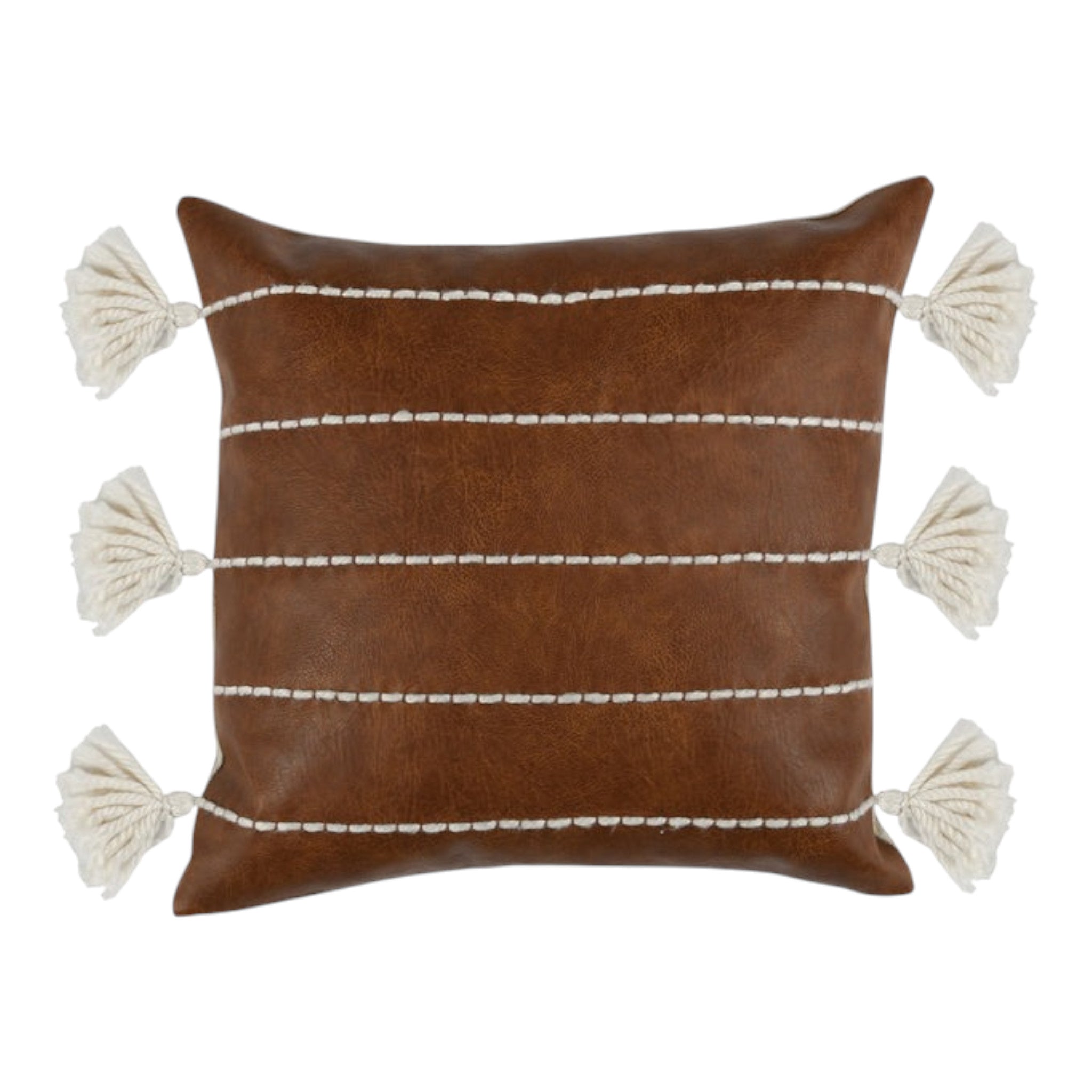 Ezekiel Vegan Leather Brown Pillow
