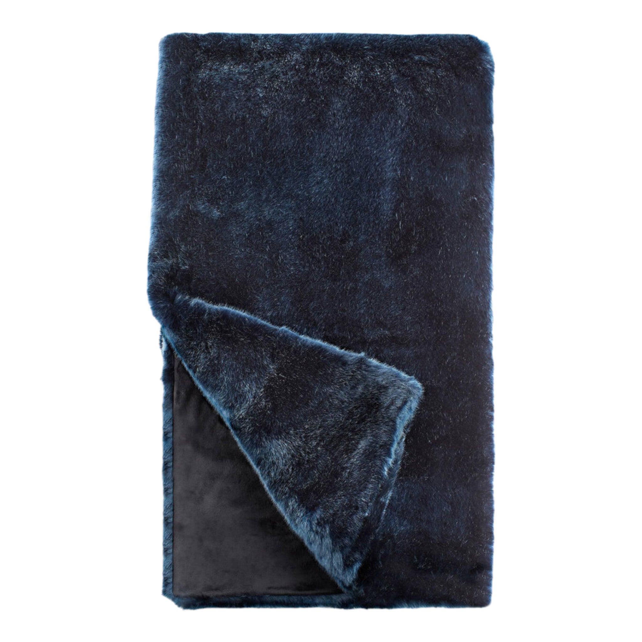 Couture Collection Steel Blue Mink Faux Fur Throw 60" x 72"