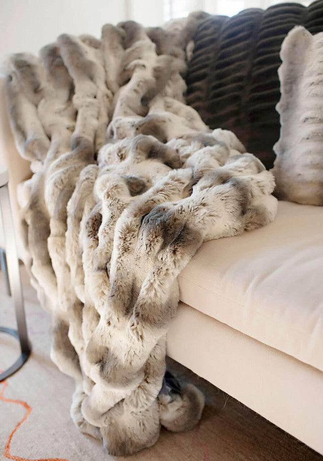 Truffle Chinchilla Faux Fur Throw