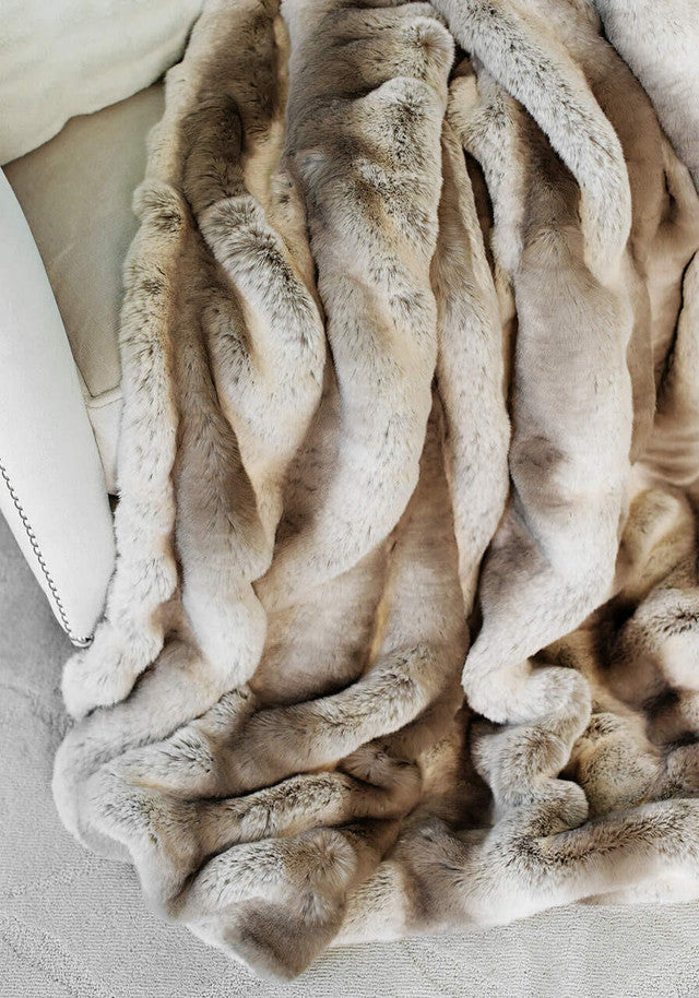 Truffle Chinchilla Faux Fur Throw
