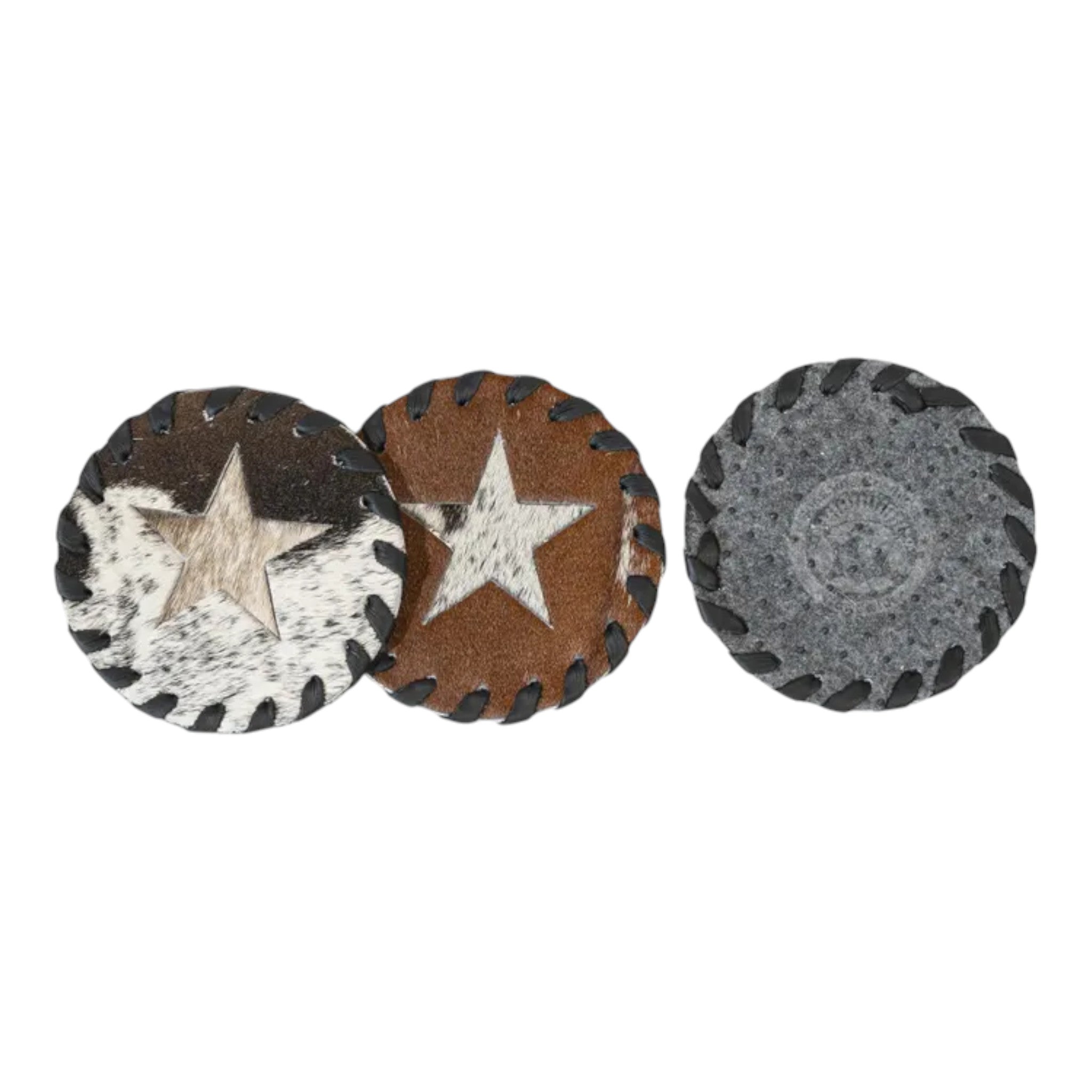 Round Hide Coasters with Star