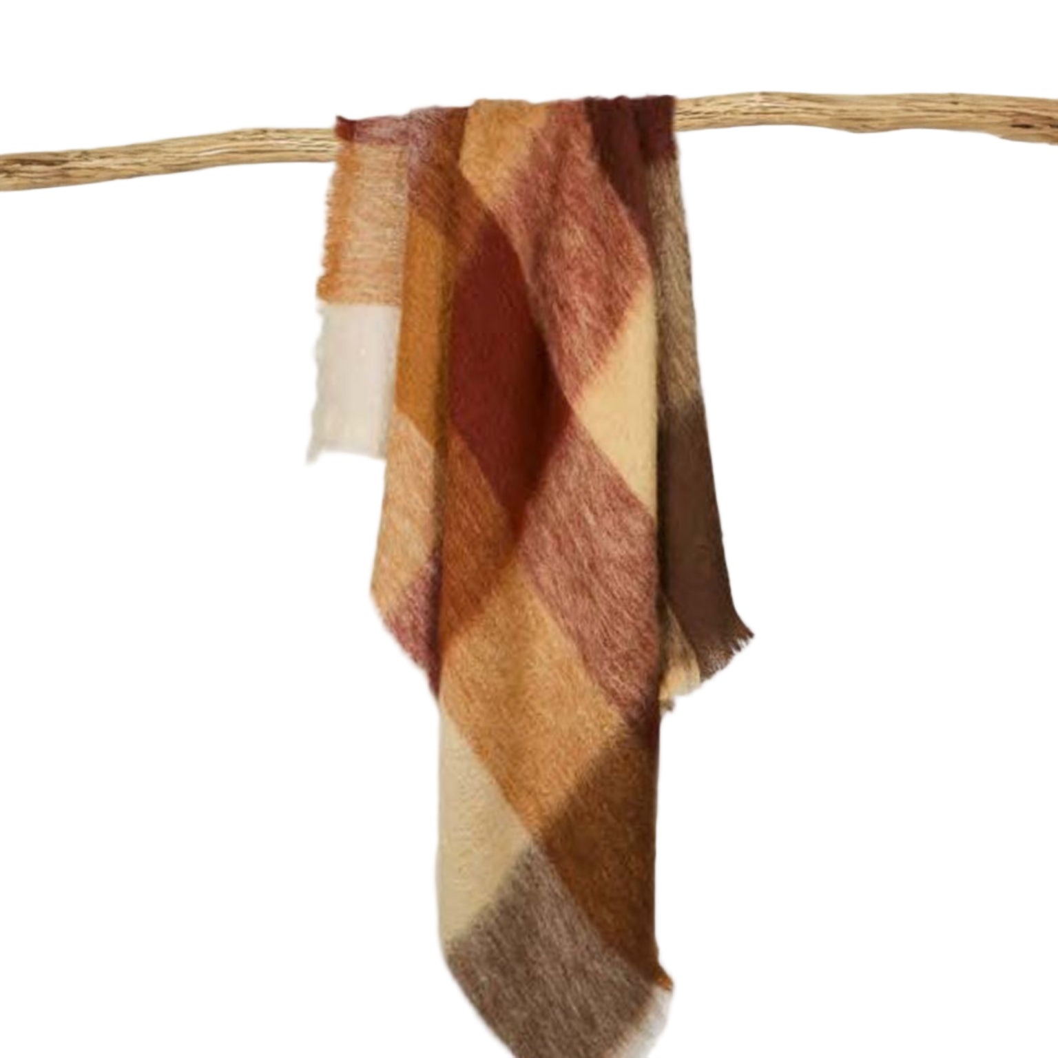 Ezcaray Cuadros Mohair Throw in Rust, Brown and Beige