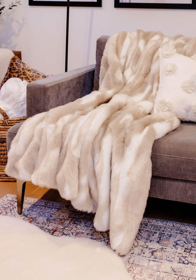 Winter Rabbit Faux Fur Throw