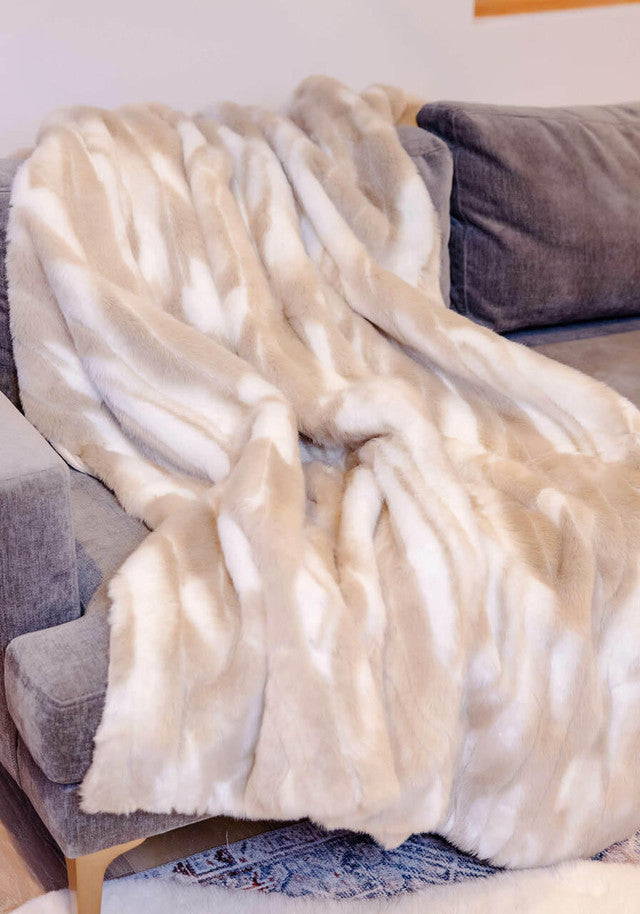 Winter Rabbit Faux Fur Throw