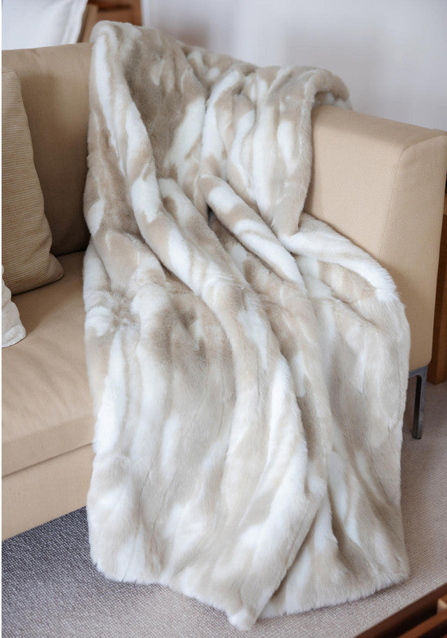 Winter Rabbit Faux Fur Throw