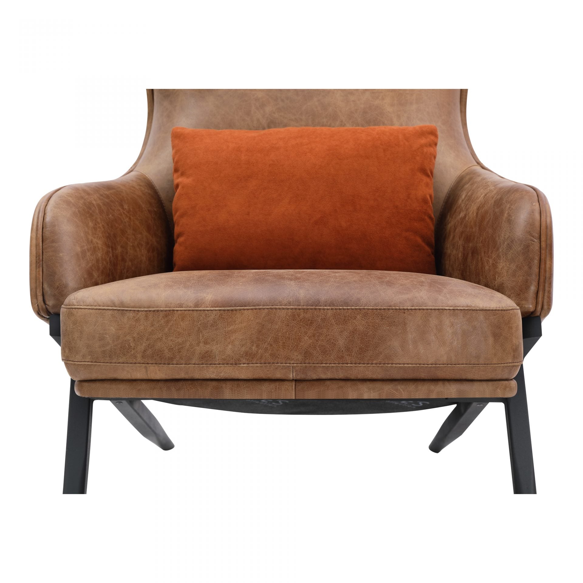 Amos Leather Accent Chair - Low Front View