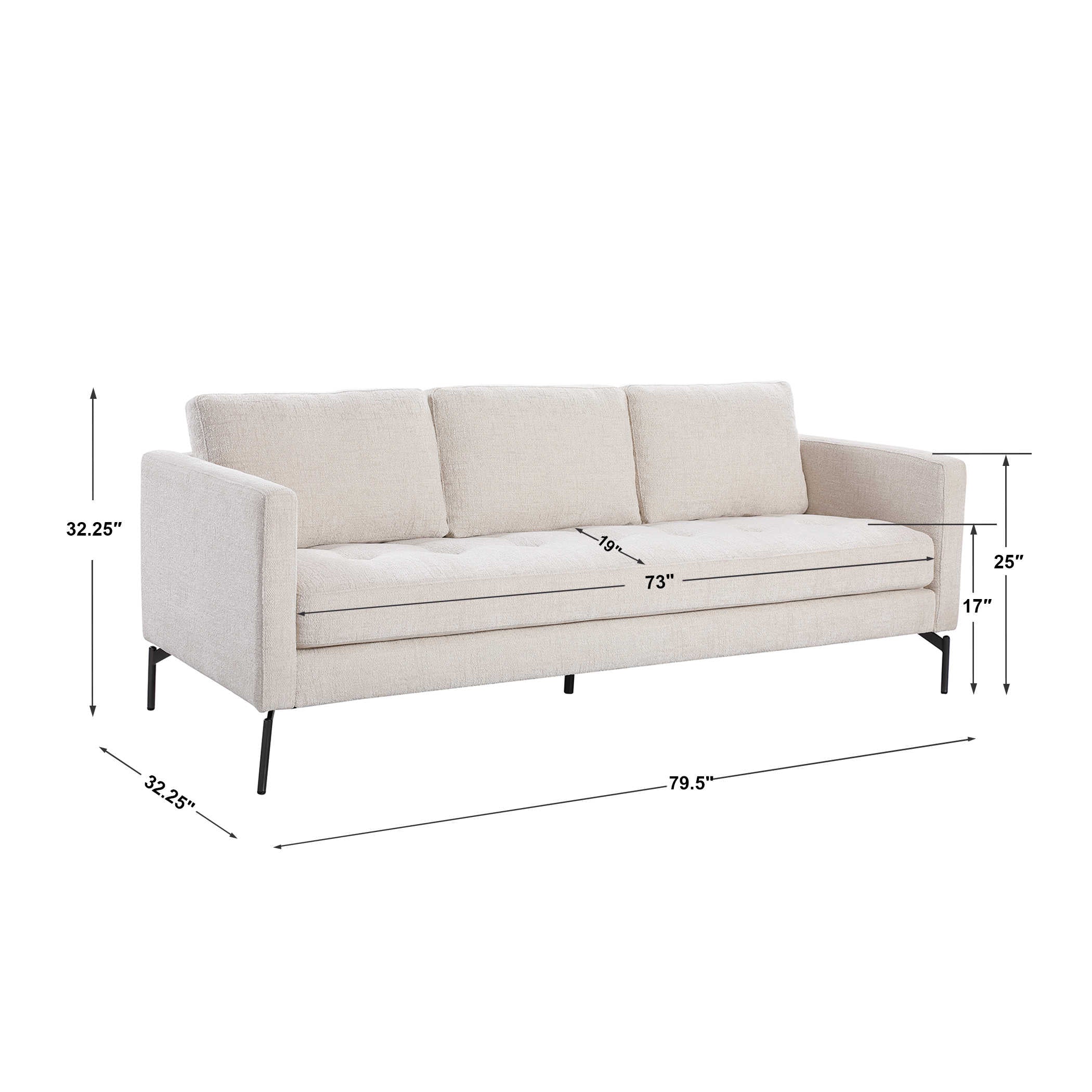 Ventura Sofa - Ivory Chenille