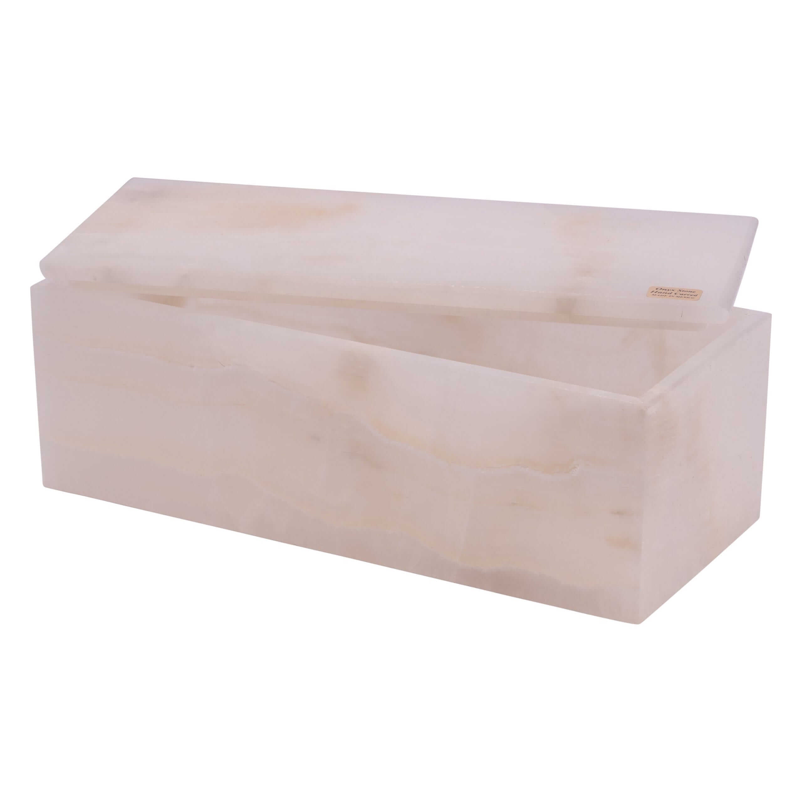 White Ice Onyx Jewelry Box - Large, inside view